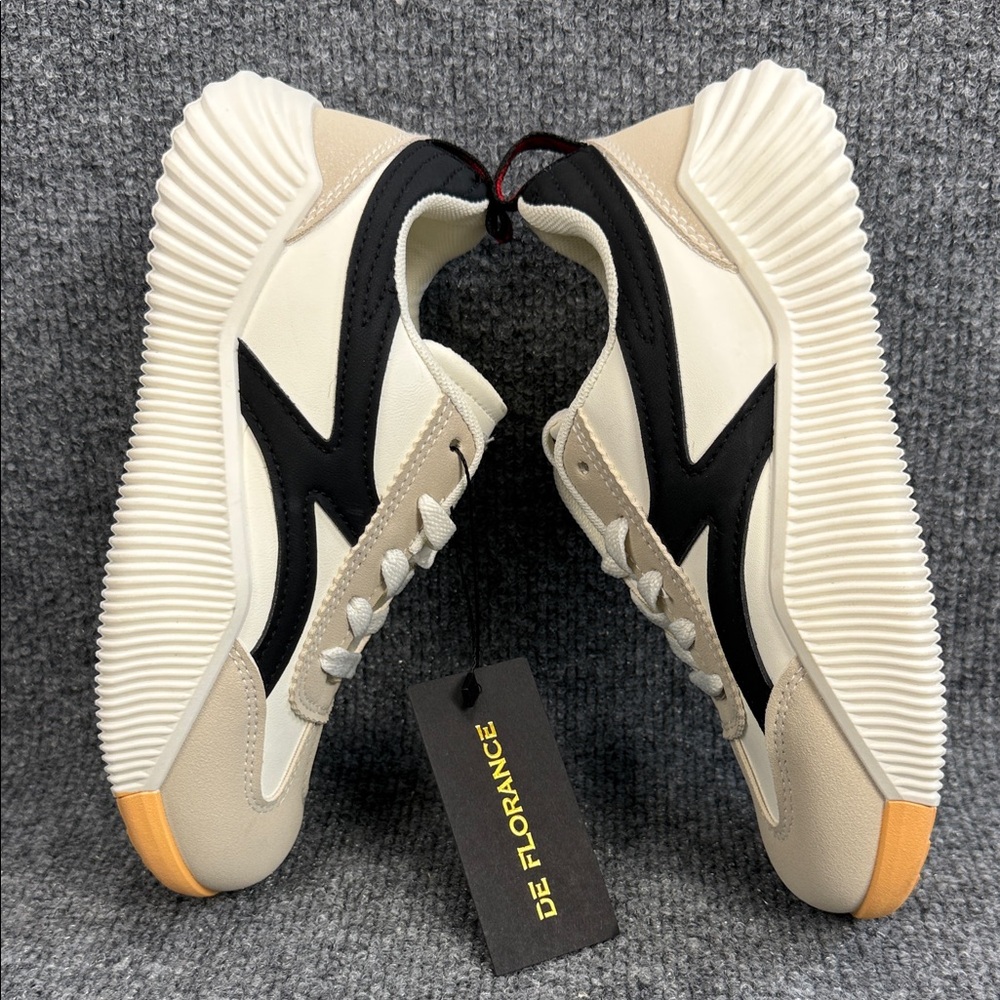 De Florance Cloudea Cream Beige & Black Retro-Style Sneakers Size 5 EU 35 - Picture 5 of 8